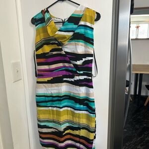 Worthington Asymmetrical Dress with Multicolor Stripes